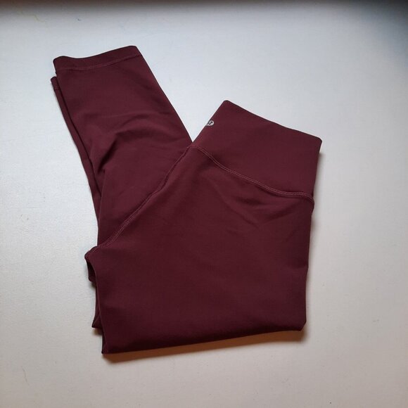 lululemon athletica Pants - Lululemon Wunder Under Crop Tight Womens 8 Burgundy Wine Red High Rise 21"